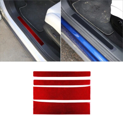 Para Tesla Modelo X Rojo Fibra de Carbono Interior Puerta Alféizar Acento Panel Cubierta Borde 4* Foto 1 de 4