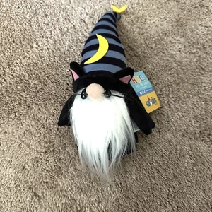 Halloween Peluche Nero Gatto Orecchio Gnomo con Sacchetto Fagiolo Fondo 11" Nuovo con etichette - Foto 1 di 2