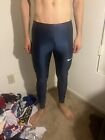 Nike Pro Elite Team Long Blue shiny Tights Mens Size Large running track & Field