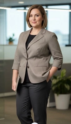 Chaqueta Blazer Lane Bryant Mujer 14 Rayas Gris Manga 3/4 Tres Botones Elastizada Foto 1 de 4