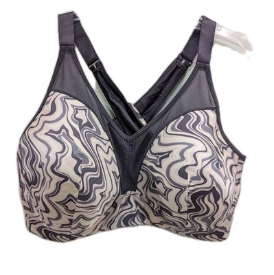 Adore Me Sports Bra Women's 46DD Ariza Contour Cups Crossback Groovy Grey Print - Image 1 of 4