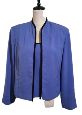 Positive Attitude 2 PC Blazer And Tank Set Open Jacket Royal Blue Long Sleeve 14 - Image 1 of 4