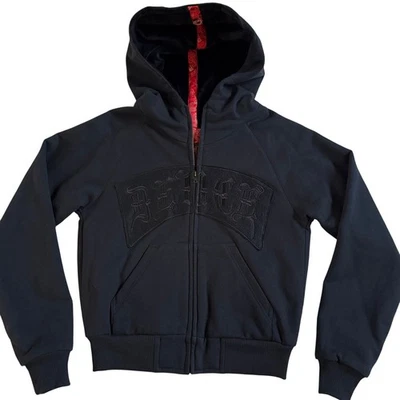 Толстовка с капюшоном Deuce Dussault на заказ чернила тату вышивка череп на молнии маленькая РЕДКАЯ б/у в отличном состоянии - Изображение 1 из 4