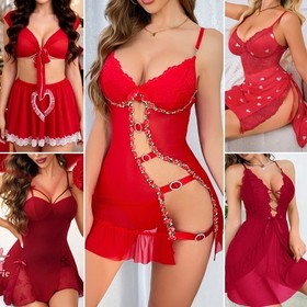 Women's Sexy Lingerie Sleepwear Babydoll Underwear Lace Dress G-String Nightwear