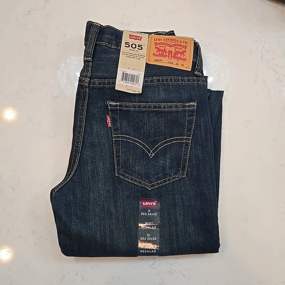 "Levi's 505 Juvenil Talla 12 Reg 26"" Cintura x 26"" Entrepierna" Foto 1 de 1
