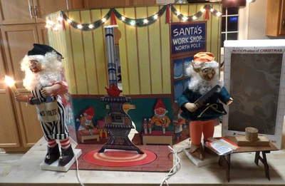 Vintage Telco MOTION-ette Elves with Backdrop Rare Set Elf Workshop Toy Maker - Image 1 of 4