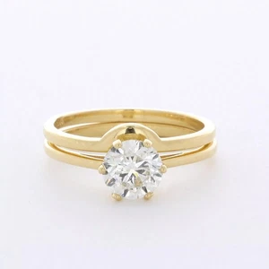 18K Gold Solitaire Engagement Ring Set 1.41 Carat Round Lab-Grown Diamond I VS2 - Picture 1 of 5