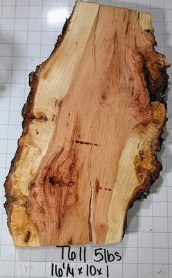 Rebanada de árbol T611 Cherry Burl borde vivo, ojo de pájaro, flameado 16 1/4x10x1 10 % Mc Foto 1 de 2