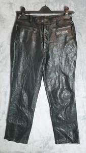 Harley-Davidson Pantalones de Cuero Reino Unido 8 W28 L29 Negro Recto Motociclista Moto De Colección  - Imagen 1 de 8