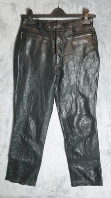 Harley-Davidson Pantalones de Cuero Reino Unido 8 W28 L29 Negro Recto Motociclista Moto De Colección  Foto 1 de 4