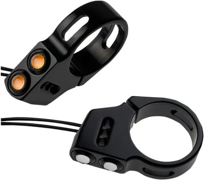Joker Machine Rat Eye LED Fork Mounted Turn Signals - 49mm - Black/Amber - Image 1 of 3