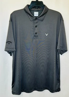 Camisa Polo Callaway Hombre Grande Rendimiento Poliéster Elastizada Negra Plateada Rayas Foto 1 de 4