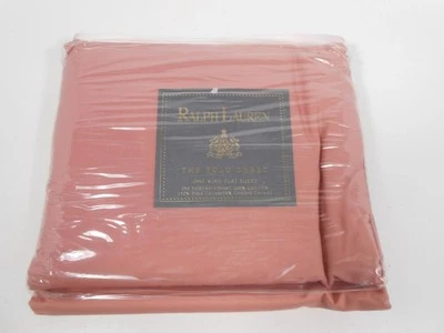 НОВЫЙ RALPH LAUREN ПОЛО ЛИСТ КОРОЛЬ РАЗМЕР ПЛОСКИЙ ЛИСТ ТВЕРДЫЙ CALICO РОЗА 100% КОТТО - Изображение 1 из 4