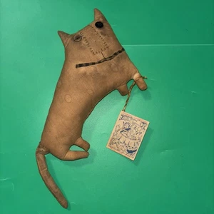 Folk Art Primitive Cat Cloth Doll 16” Tattered Rabbit Primitive Handmade - Picture 1 of 9