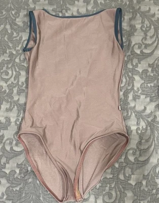 Collant Yumiko rosa esfumaçado sem mangas acabamento verde dança balé tamanho P - Imagem 1 de 4