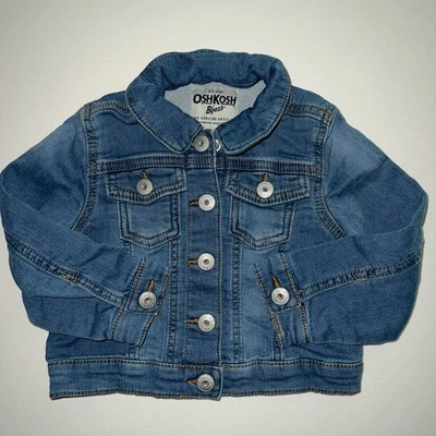 Chaqueta de mezclilla OshKosh B'gosh talla 2T frontal a presión lavado claro chaqueta de jean niño niña de colección Foto 1 de 4