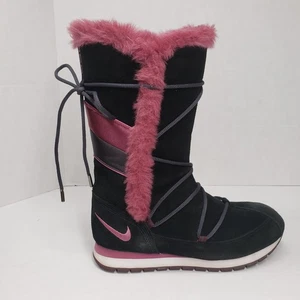 Nike ACG Winter Boots Women 11 Black Pink Suede Lace-Up Mid-Calf Snow Streetwear - Picture 1 of 21