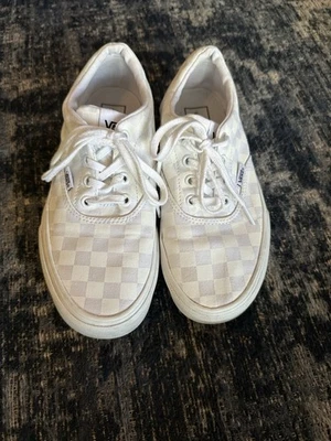 VANS Checkered Lace Up Doheny Sneakers White Gray Women's 7.5 Shoes Skater Retro - Image 1 of 4