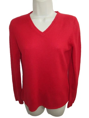Suéter Peck & Peck 100 % Cachemira Rojo Cuello en V Talla S Foto 1 de 3