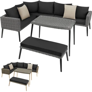 Alu Polyrattan Sitzgruppe Rattan Lounge Gartenmöbel Set Essgruppe Sofa Garnitur  - Bild 1 von 25