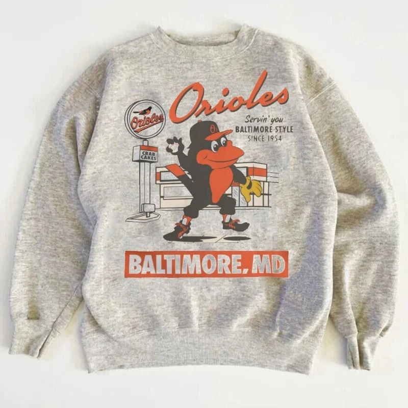 Vtg Baltimore Orioles MLB Baseball Graphic Ash Crewneck Sweatshirt RM1724 - Image 1 of 1