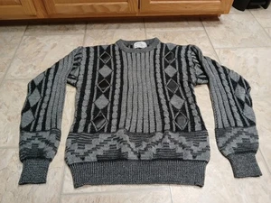 Vintage 90's Sweater Limited Editions By Expressions Leather Details Men's Lg - Picture 1 of 11