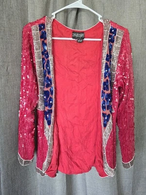 Chaqueta Anjumun California De Colección Años 70 Lentejuelas Rosa con Estampado de Leopardo Talla M Foto 1 de 4