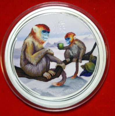 Australia 1 Dólar 2016 Year Of The Mono Lunar 1 Onza #F4540 Stumpfnasenaffen - Imagen 1 de 4