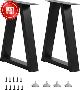16" Black Trapezoid Metal Legs Set of 2 H16xW10.8in - Bench Coffee End Table DIY - Picture 1 of 12