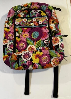 Vera Bradley Acolchado Negro Colorido Floral Mochila Grande Bolsa para Libros Soporte para Portátil Foto 1 de 4
