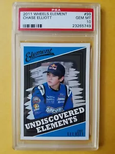 CHASE ELLIOTT 2011 WHEELS ELEMENT #99 NASCAR ROOKIE CARD...RARE PSA 10 GEM/MT!!! - Picture 1 of 11