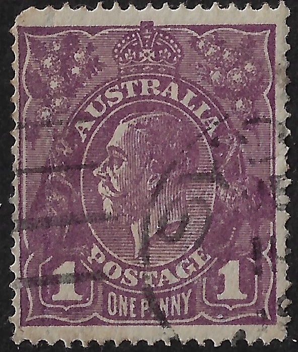 Australia 1918 KGV 1d.w/dot next to numeral, SG57/Scott 22, used. UINLIST (a4714 - Image 1 of 3