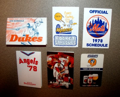 1970s Baseball Pocket Schedules Lot of 6 w/ MiLB Mets Angels Cardinals Old - Image 1 of 4