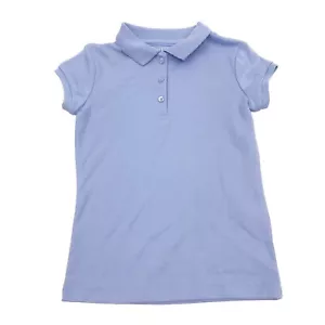 Chaps Girls Size M (5) School Uniform Short Sleeve Polo T-Shirt Blue - Picture 1 of 8