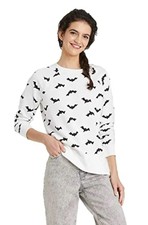 Grayson Threads Women's Halloween Bat Graphic Sweatshirt - White - (Medium) M