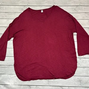 Camisa elástica manga corta Old Navy Luxe Top para mujer talla grande XXL granate 3/4 - Imagen 1 de 2