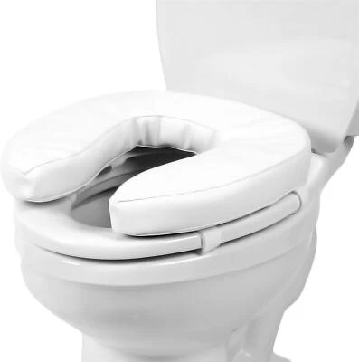 BRAND NEW PADDED RAISED TOILET SEAT WHITE TOILET SEAT CUSHIONED WC HEAVY DUTY