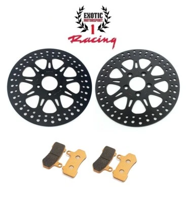 Rotores y pastillas de disco de freno delantero Harley Road King Street Electra Glide 2008-13 Foto 1 de 4