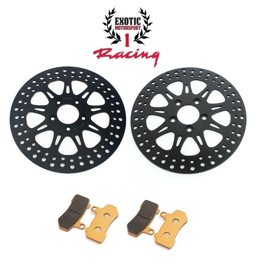 Rotores y pastillas de disco de freno delantero Harley Road King Street Electra Glide 2008-13 Foto 1 de 4