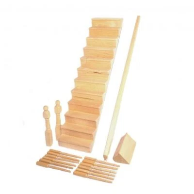 Dolls House Staircase with Curved Bannister Kit Miniature Stairs DIY Builders - Image 1 of 4