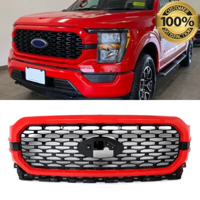 Race Red Front Bumper Grille Grill Mesh New Fit For Ford  F150 F-150 2021-2023 - Изображение 1 из 4
