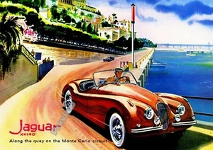 Vintage Französisch Monte Carlo Jaguar Auto Werbung Druck Poster Wandbild Bild A4+ - Bild 1 von 5