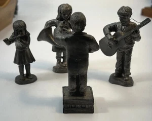 Michael Recker PEWTER Figurines Lot of 4 Playing Different Music Instruments - Picture 1 of 8
