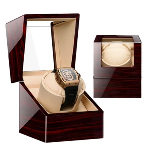 1x Wood Single Watch Winders Quiet Motor Shell Piano Paint PU Pillow Watch Box - Picture 1 of 6