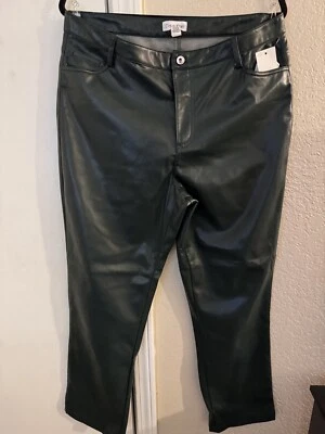 Pantalones de pierna recta de cuero sintético Calvin Klein talla 12 malaquita Foto 1 de 4