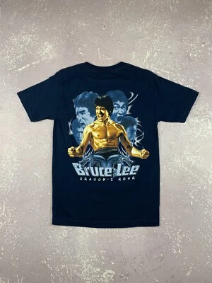 Vintage Y2K Bruce Lee Dragon Roar Movie Graphic T Shirt Mens S Navy Blue - Image 1 of 4