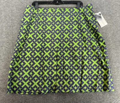 Falda plisada delantera cintura elástica verde azul SC By Sara Campbell para mujer talla grande 1X Foto 1 de 4