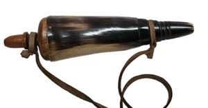 Antique Black Powder Horn with Fur Tail - Picture 1 of 11