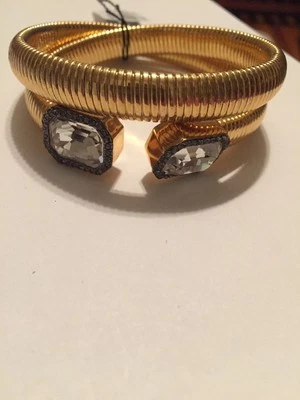 $78 CAMUTO Vacaciones Espiral Tono Dorado Vidrio Cristal Bobina Brazalete VC-64 Foto 1 de 4