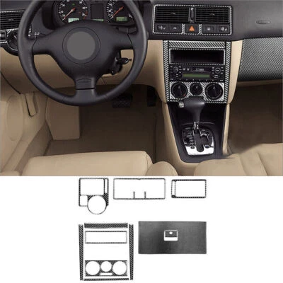11Pcs Carbon Fiber Interior Dashboard Kit Cover Trim For Volkswagen Golf 1999-04 - Изображение 1 из 4